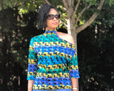 Blue Ava Cold Shoulder Top