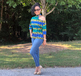 Blue Ava Cold Shoulder Top