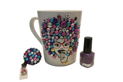 Colorful Librarian Lady Bling Mug