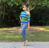 Blue Ava Cold Shoulder Top