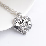 MOM Rhinestone Heart Necklaces