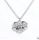 MOM Rhinestone Heart Necklaces