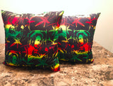 Bob Marley Reggae Style Leaf Ankara Throw Pillow