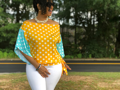 Yellow & Mint Zorah Color Block Top