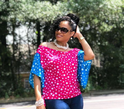 Fuchsia & Blue Zorah Color Block Top