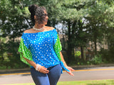 Blue & Green Zorah Color Block Top
