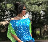 Blue & Green Zorah Color Block Top