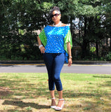 Blue & Green Zorah Color Block Top