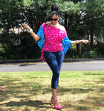 Fuchsia & Blue Zorah Color Block Top