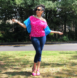 Fuchsia & Blue Zorah Color Block Top