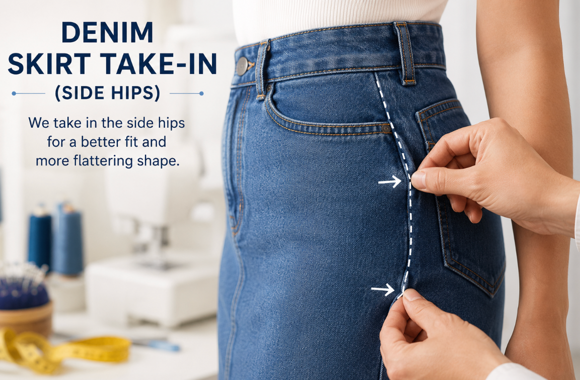 DENIM SKIRT TAKE-IN (SIDE HIPS)