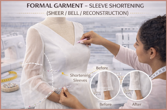 FORMAL GARMENT - SLEEVE ALTERATION / SHORTENING (SHEER / BELL / RECONSTRUCTION)