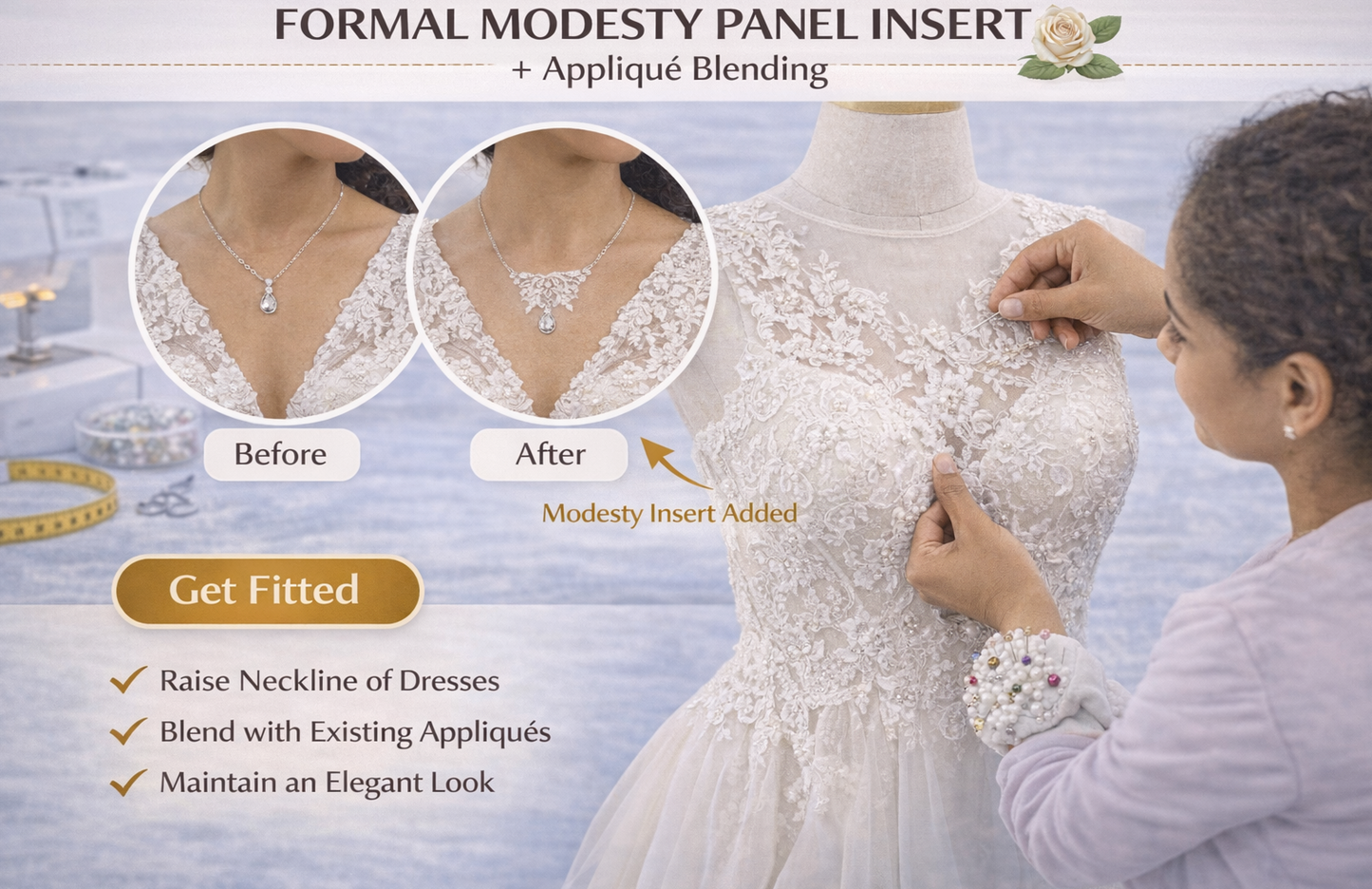 FORMAL MODESTY PANEL INSERT + Appliqué Blending