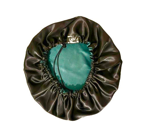 GREEN/BLACK REVERSIBLE & ADJUSTABLE HAIR BONNET