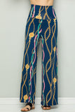 Navy Blue Gold Chains Palazzo Pants