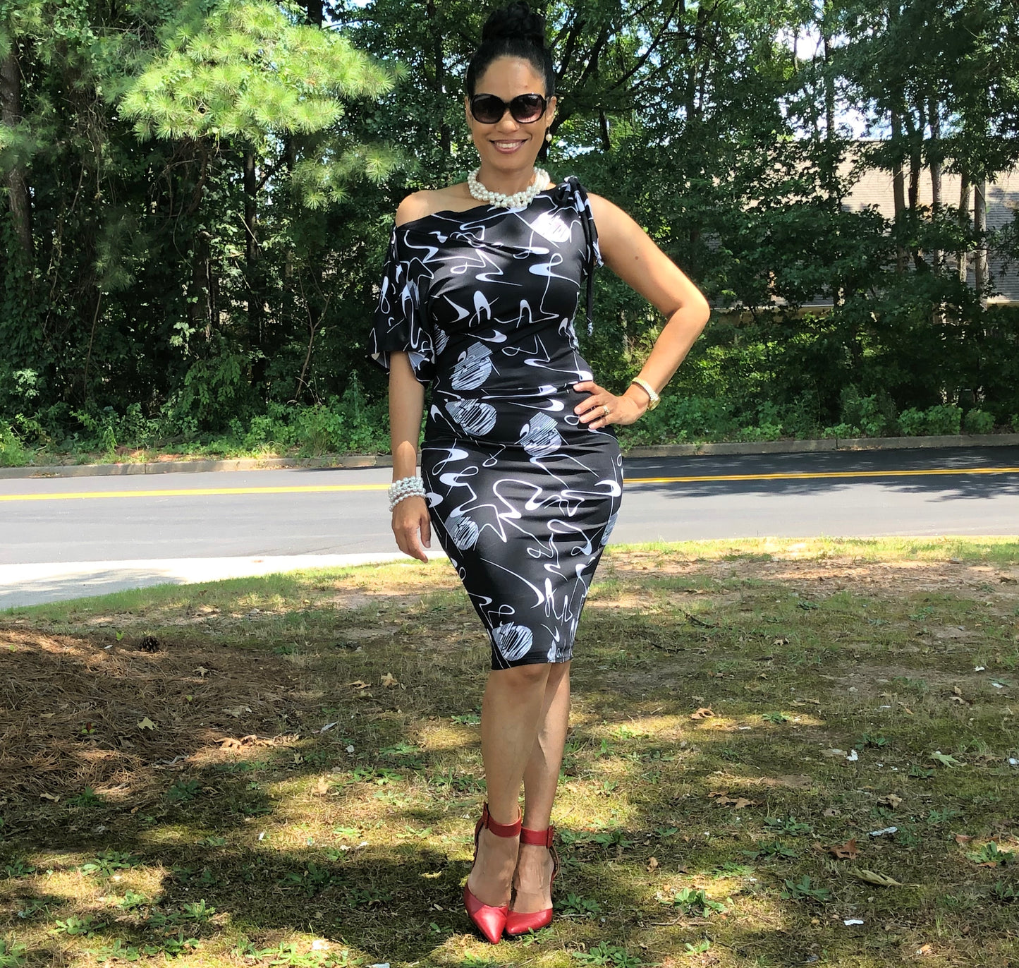 Black & White Splash Jazlyn Dress
