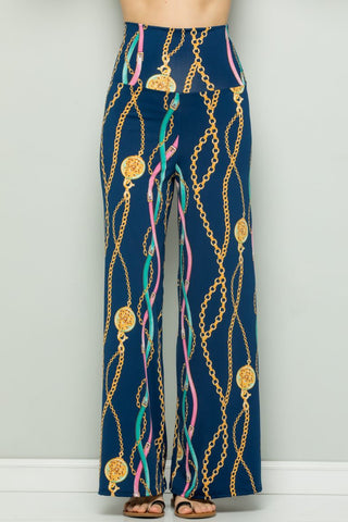 Navy Blue Gold Chains Palazzo Pants