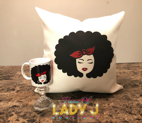 Big Bow Personalized Mother's Day Mugs & Matching Throw Pillow Set | Small Gifts for Teachers
