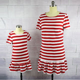 Mom and Daughter Striped Peppermint Dress