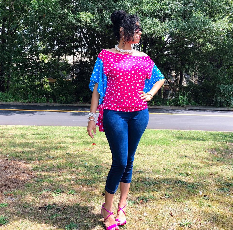 Fuchsia & Blue Zorah Color Block Top